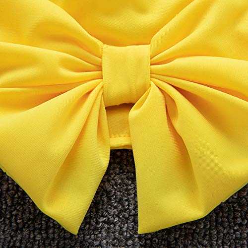 image for mlpeerw Toddler Baby Girl Swimsuit Bow Strap Crop Top+Striped Ruffled 