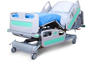 HopeFULL (HCMM-5 Premium 5-Function Electric Hospital Bed, 6" Air Mattress, LINAK Motor, Battery Backup, Central Locking, Manual CPR, Includes (2X) Bed Sheets