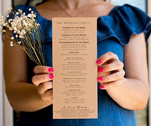 CUSTOM Wedding Program Rustic Ceremony Wedding Program Order of Service Program Burlap Wedding Program Kraft Program