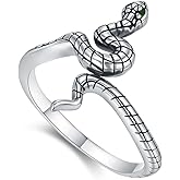 MEDWISE 925 Sterling Silver Snake Rings for Women Vintage Adjustable Punk Cool Hypoallergenic Snake Rings Jewelry Gift Gothic Jewelry Christmas Gifts