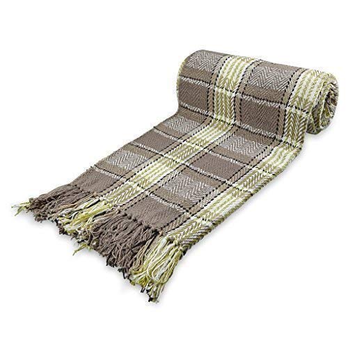 StylemyBedroomLarge 100% Cotton Highland Tartan Check Sofa/Bed Throw Single (Large) LIME