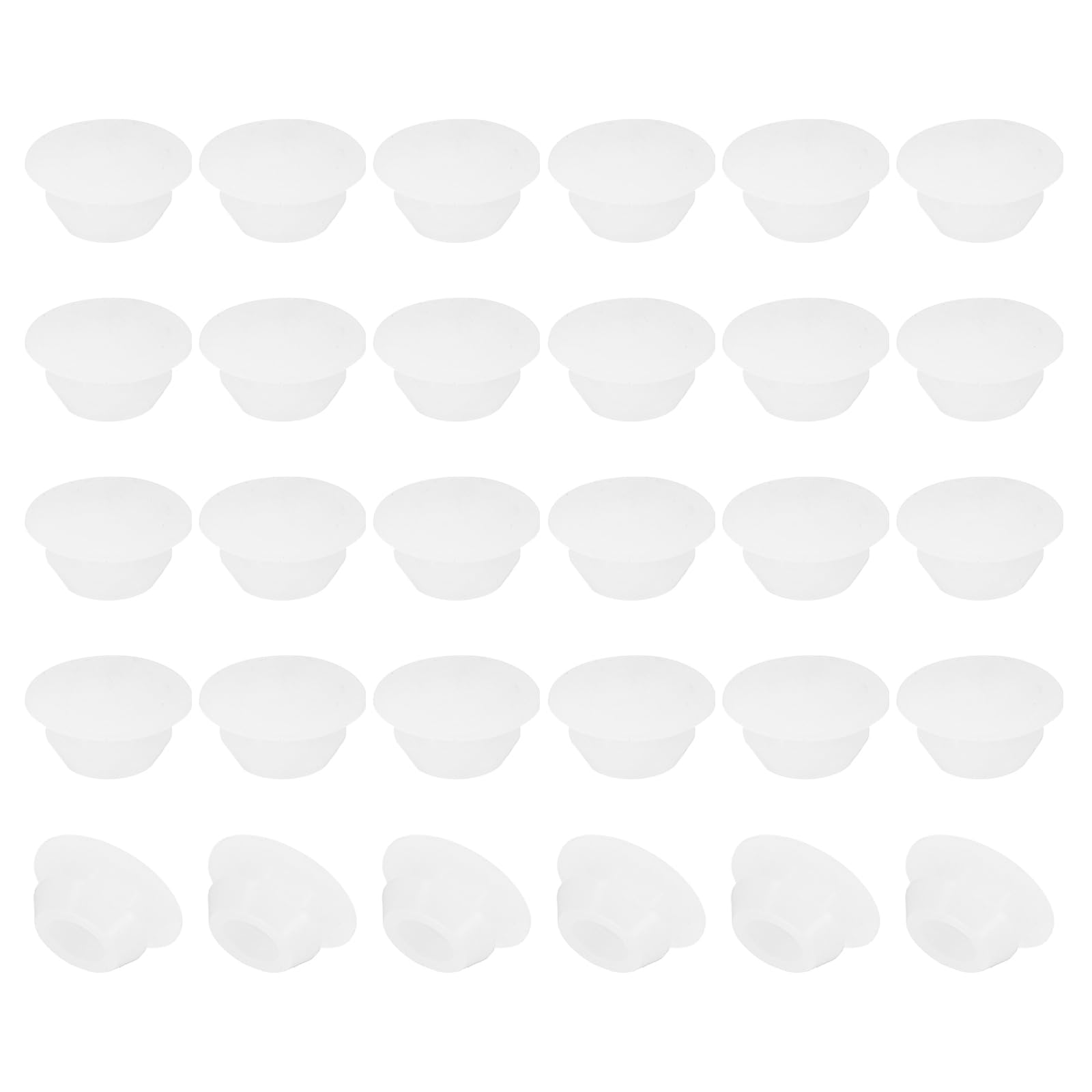 PATIKIL 9mm Diameter Silicone Round Snap, 40 Pcs in Type Locking Furniture Hole Plug Button Wide Edge Protective Cover Fit for 9mm Hole for Seal Bulkhead Cylinder, Translucent