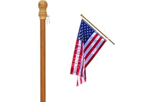 Anley 56" Solid Pine Wooden House Flagpole - Fit Standard 3x5 Ft Flag - Wood Flag Pole with Tangle Free Adjustable Rotating Ring - Wall Mount Wood Flag Pole for Garden, Yard, Porch and Estate