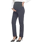 PACBREEZE Women's Maternity Pants for Work Over-Bump Pregnancy Casual Stretchy Straight Dress Pants with Pockets