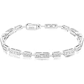Luxury Moissanite Emerald Tennis Bracelet, Multi Style 925 Sterling Silver Wrist Chain, Stackable White Gold/Yellow Gold Bracelet, Christmas Valentine’s Day Wedding Jeweley, Length 5.9-7.5 Inches