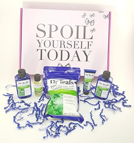 Premium Deluxe Eucalyptus &amp; Spearmint Bath &amp; Body Gift Basket. Beautiful Spa Basket Epsom Salt Soak, Foaming Bath, Body Wash, Body Oil &amp; Body Lotion. PERFECT GIFT for Women, &amp; Teens!