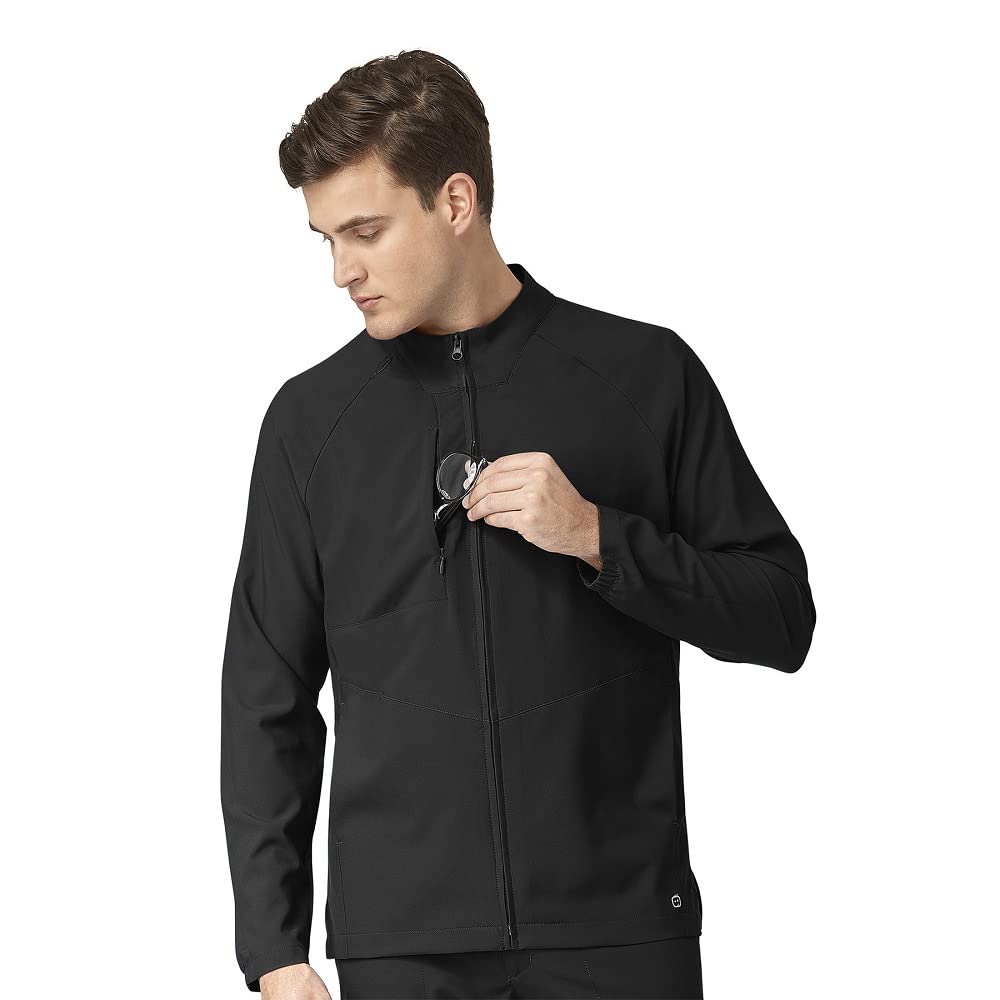 Photo 1 of WonderWink W123 Men's Zip Front Warm Up Scrub Jacket, Black, XL