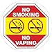 No Smoking No Vaping Window Decal - 5 Inch Round - No Smoking in Vehicle Sticker - Inside Window Cling - Easy to Remove and Reposition