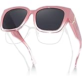 Meeloog Polarized Fit Over Glasses Sunglasses for Women UV Protection, Trendy Square Wrap Around Shades for Driving Riding