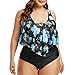 Mlide Women Two Piece Swimsuit Plus Size Tankini Bikinis Printed Flounce Top High Waisted Bikini Bathing Suit Bluethumb 1