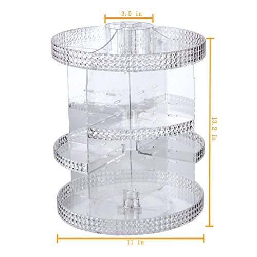 EC.TEAK Clear Acrylic Makeup Organizer 360 Degree Rotating Makeup Holder Large Capacity Storage Box(ET04) - Thumbnail 4