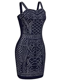 Beyove Vestido con tirantes, adornado con lentejuela, ajustado, club sexy.