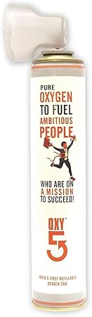 OXY5 Pure Portable Oxygen Can with built-in mask for Ambitious People, 6ltr (Approx 200 Breathes) INDIA'S FIRST REFILLABLE CAN