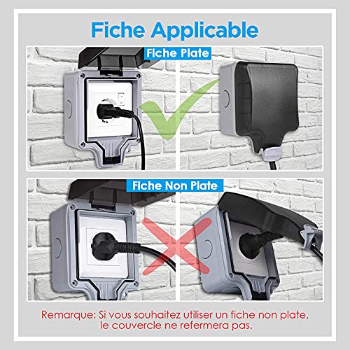 Colorful Außensteckdose Steckdose, IP66 Wasserdicht Wetterfest Schutzkontakt Wandsteckdose Hochleistungs Schalt External… – Bild 4