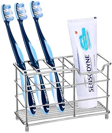 6-Slot Stainless Steel Bathroom Toothbrush Holder,Toothbrush Holder Toothpaste Stander Bathroom Organizer