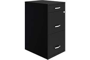 Hirsh Industries Space Solutions 18in Deep 3 Drawer Metal Organizer File Cabinet Black, Letter Size, Fully Assembled