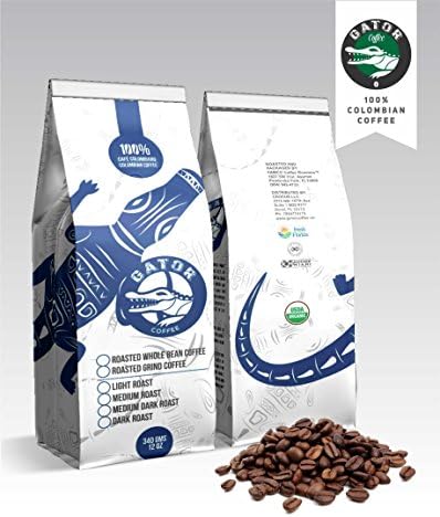 Roasted Organic Colombian Coffee beans, USDA ORGANIC certificate, fair trade.