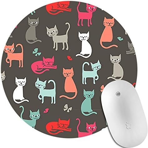 Premium Quality Pattern Anti Slip Rubber Round Mouse Pad Desktop Working Mouse Pad Gaming Computer PC Mouse Mat Size 7.9inX7.9in(Cute Cats)