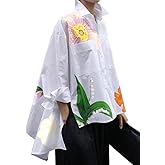 UOOZEE Women's Collar Long Sleeve Boyfriend Shirt Loose Oversized Business Casual High Low Tops Blouse