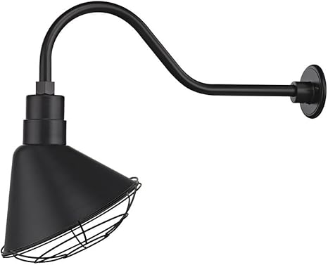 Black Gooseneck Barn Light With 12 Caged Scoop Shade Amazon Com