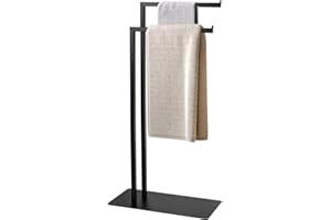 AIQII Free Standing Towel Rack Double L Shape Bath Towel Sheet Holder Design Base for Bathroom Floor Towel Rack Standing Next to Tub or Shower Towel Holder Stand