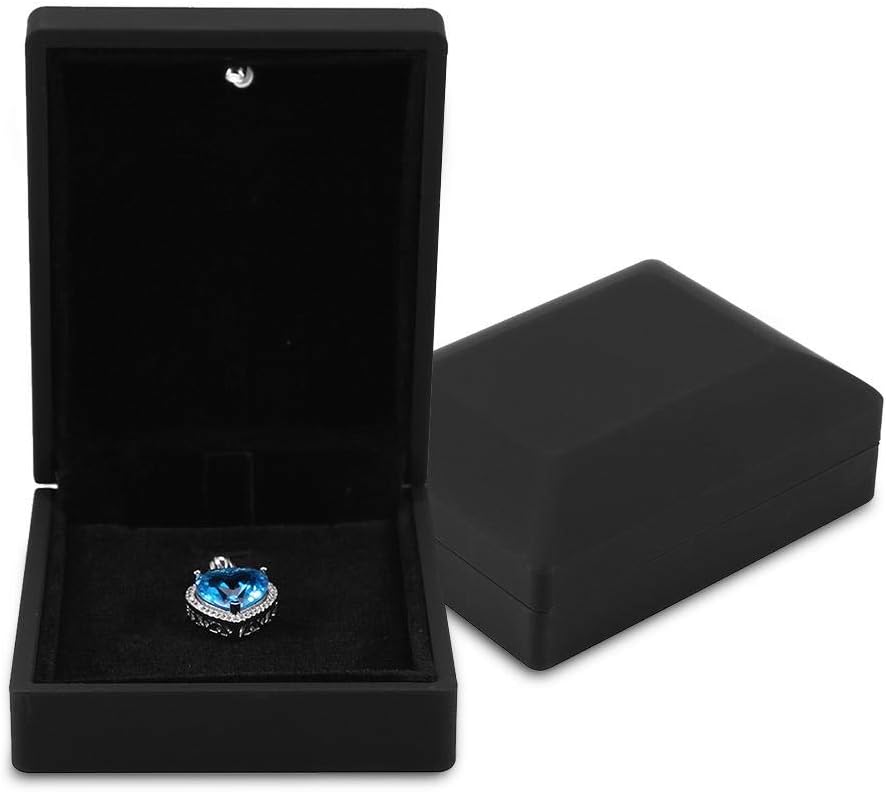 Salmue Jewellery Gift Box with LED Light, Necklace Bracelet Rings Pendant Storage Case for Wedding Proposal Engagement