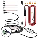 SHISHUO Dash Cam Hardwire Kit - Mini USB and Micro USB Port 3.5m/11.5ft Cable with LP Mini/Mini/ATO/Micro2 Fuse, 12V to 24V Input, 5V Output for Dash Cam GPS Sat-Nav with Battery Drain Protection