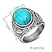 VQYSKO Retro Turquoise Ring for Men and Women | Stainless Steel Oval Turquoise Ring for Men and Women | Ideal Gift for Dad Boyfriend Blue/Black/Brown/White Color for Choice (Blue, 12)