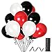 Treasures Gifted White, Red & Black Balloons - 12 Inch Red, Black & White Balloon Kit - 100 Latex Black, Red & White Balloons - White, Red, & Black Party Decorations for Graduations, Birthdays & More