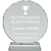 Custom Crystal Trophy Award – Personalized Plaque with Engraved Text & Logo – Employee Recognition, Retirement, and Appreciation Gifts