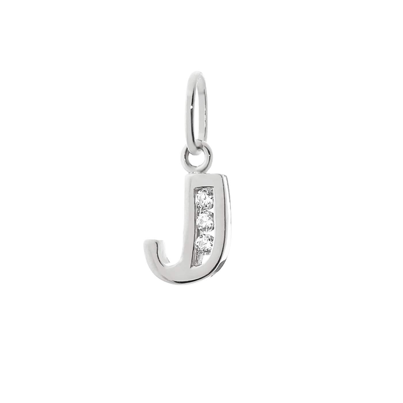 NKlaus letter J small pendant 925 sterling silver 8mm alphabet zirconia 9182