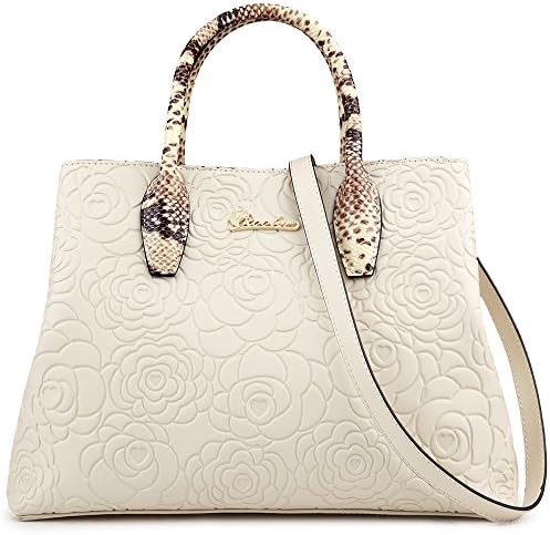 ZOOLER Womens Leather Handbags Top Handle Bag Crossbody Bags Roses Embossed