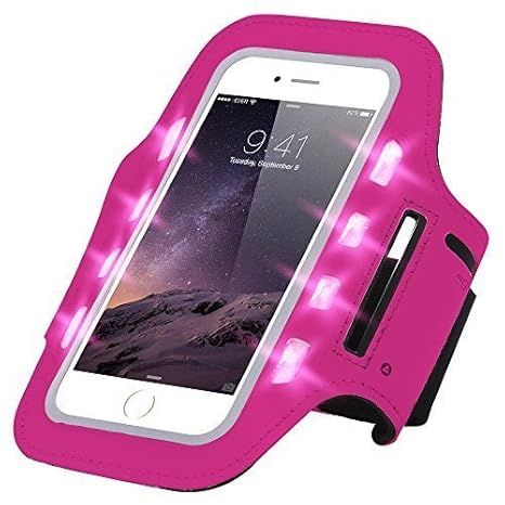 Handytasche Sport Armband mit LED-Licht & Schlüsselfach Sweatproof für 6,0 Zoll Ideal fürs Joggen Schutzhülle Smartphone Halt