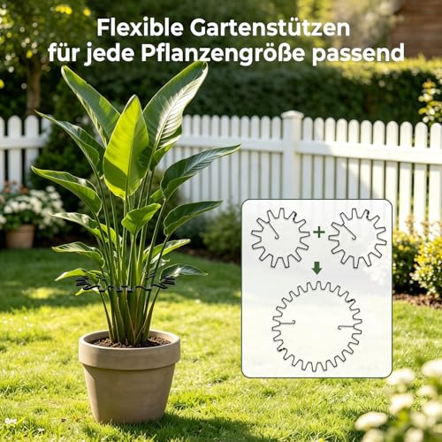 WUQNGI Plant Support, Pack of 10 Perennial Holders, Round, Adjustable Hydrangea Support, Diameter 21.5 cm, Robust Plant Holder for Garden as Shrub Support, Rose Support, Flower Support, Peony Holder