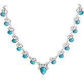 MXUHUI Vintage Teardrop Turquoise Y-Shaped Pendant Necklace for Women Long Western Bohemian Handmade Crystal Beaded Chain Necklaces