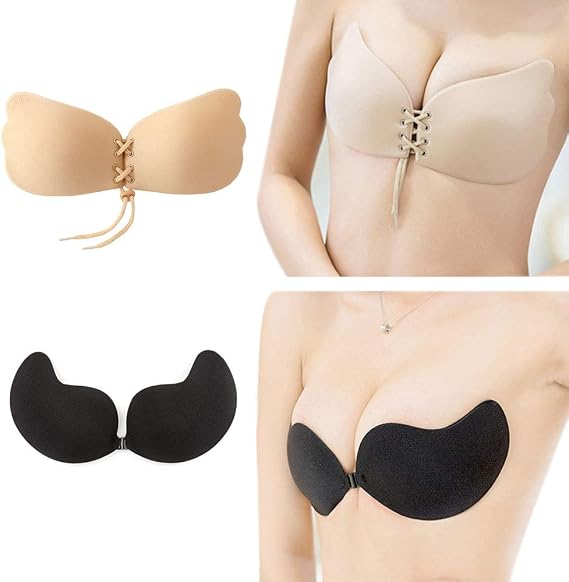 Amazon Co Jp ヌードブラ シリコンブラジャー 胸パッド ドレス用 水着 プリンセスブラ バックレス ブラジャー 極厚肉厚 粘着力抜群 通気性が良い 胸元メイク 盛れる 2組セット 服 ファッション小物