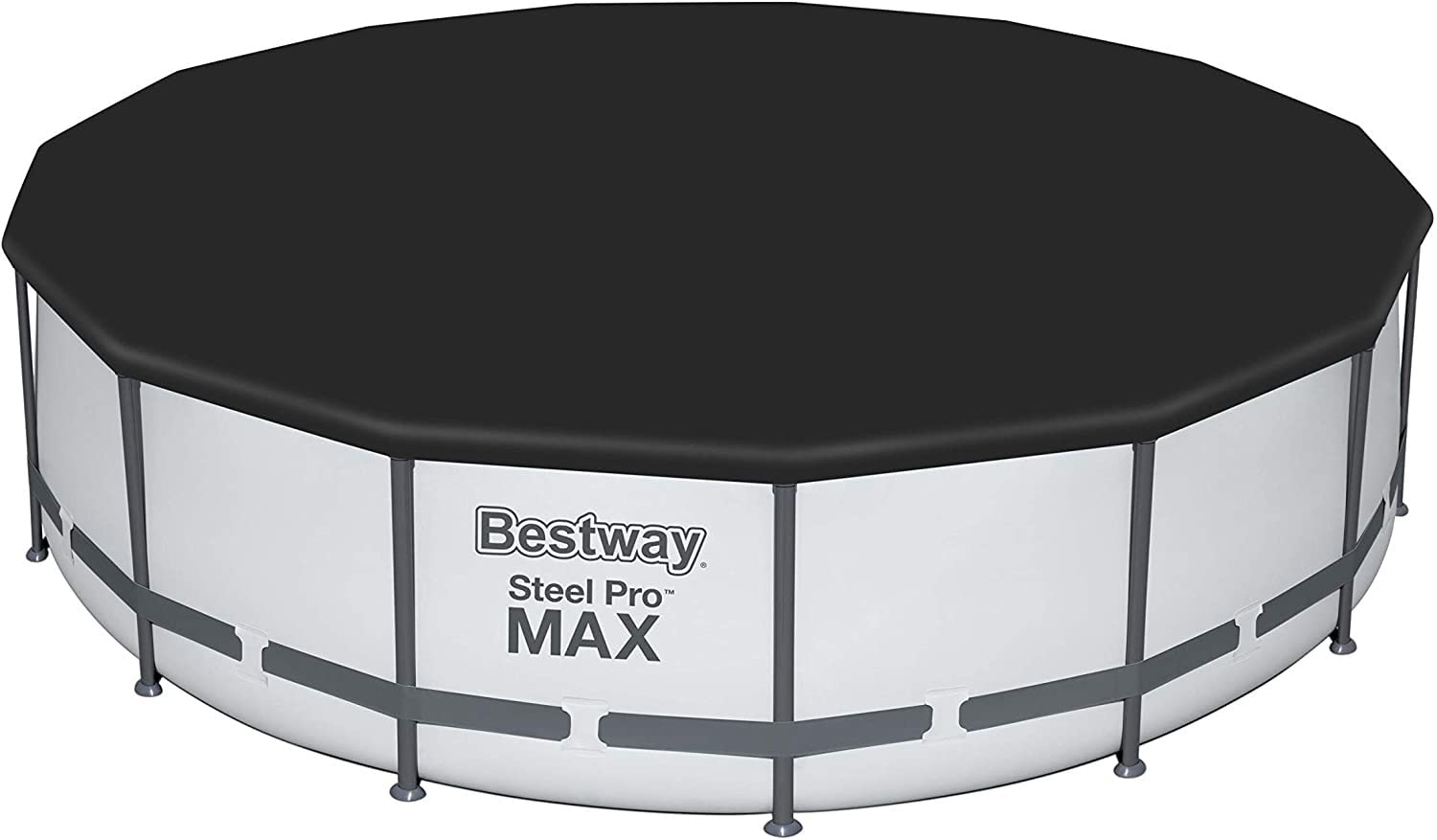 Bestway 58038-19 Flowclear Swimming Pool Cover for Steel Pro Max Round Pools, 15 ft, Black
