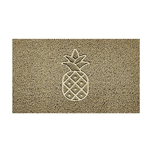 Nicoman Embossed Spaghetti Door Mat Dirt-Trapper Jet-Washable Doormat 70x43cm (Beige, PINEAPPLE Shape) - Use on Carpet ONLY