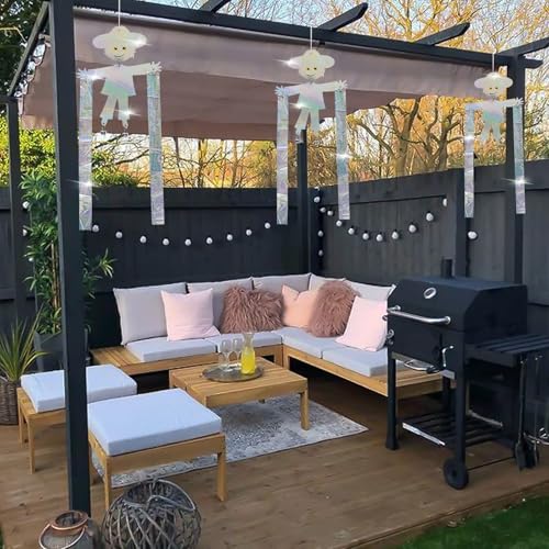 Reflective Scarecrow Keep Bird Away, Bird Scare Device, Hanging Reflector Board to Scare Pigeons Woodpecker Hawks Away, Outdoors Reflective Keep Birds Away from Patio, Windows, Balcony, Orchard, 2Pcs