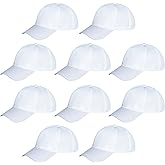 Yookat 10 Pieces White Baseball Caps - DIY Sun Hats for Kids