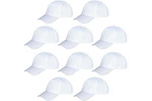 Yookat 10 Pieces White Baseball Caps - DIY Sun Hats for Kids