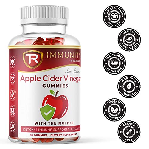 Immunity Organic Apple Cider Vinegar Gummies with The Mother & Iodine. Detox, Cleanse, Thyroid Support, Bloating Relief and Weight Loss with Beet Juice and Pomegranate Juice, 60 Delicious Gummies