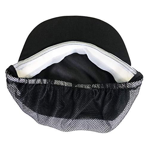 Adjustable Chef Cap Elastic Cooking Hat Food Service Hair Nets Mesh Kitchen Net Reusable Restaurant Bouffant (Large, Brim Black)