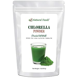 Z Natural Foods Chlorella Powder - Broken Cell Wall - Amazing Blue Green Algae Superfood for Smoothies, Drinks, & Recipes - Raw, Non GMO, Gluten Free, Vegan, Plant Protein -1 lb