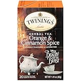 Twinings Orange and Cinnamon Spice Herbal Tea with Disney's Beauty and the Beast Graphics, 20 Count Tea Bags - Pack of 2