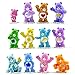 Rainbow Bear Figures 12pcs Cake Topper Toy, Bears Figurine Collection Playset with Wonderheart Bear, Funshine Bear, Cheer Bear