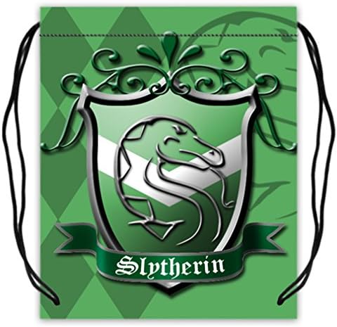 Harry Potter Crest Hogwarts Slytherin Pattern Fashionable Polyester Fabric Basketball Drawstring Bags Backpack Drawstring Tote