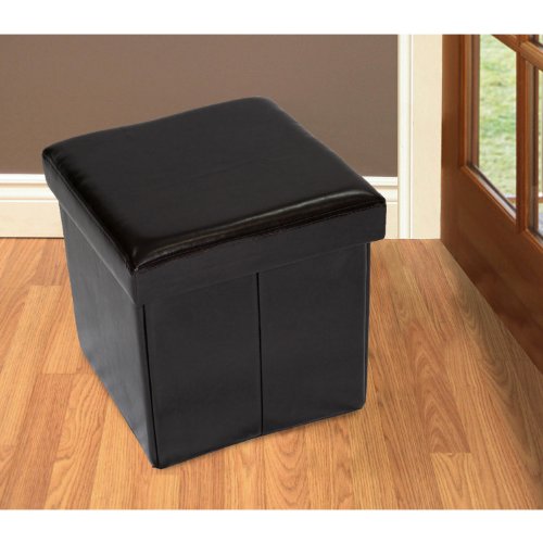 Home Source Industries 12553 Folding Ottoman with Storage, Dark Brown