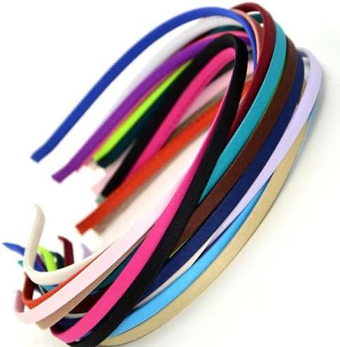 Carykon 20 PCS Girls Women DIY Satin Fabric Covered Ribbon Headbands 5mm Width, Mixed Color, Multicolor, 20 count (Pack of 1) - Image 4