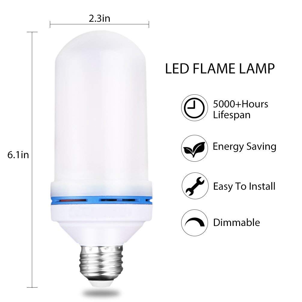 AUTFIT Led Flammen Lampe mit simuliertem Flammen Licht, 4 Modi Flamme Glühbirne, E27 Base Dekorative Leuchtmittel Flamme Birne für Halloween/Valentinstag/Zuhause/Hotel/Bar/Garten（1-Pack)